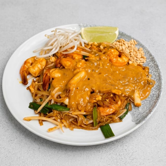 Vegan Peanut Sauce Pad Thai Noodle.