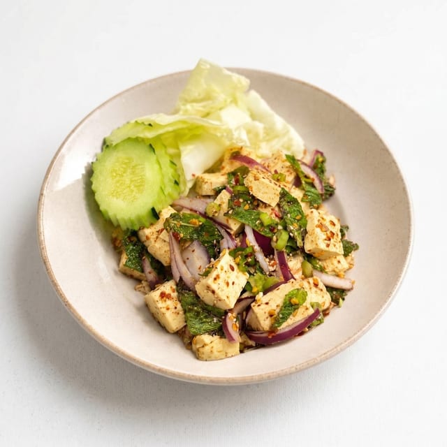 Vegan Larb Salad with Tofu.